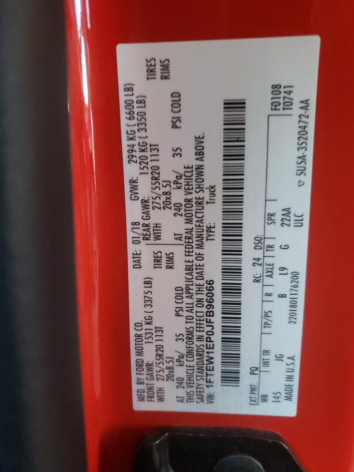 Photo 10 from auction – 2018 FORD F150 SUPER with VIN 1FTEW1EP0JFB96066