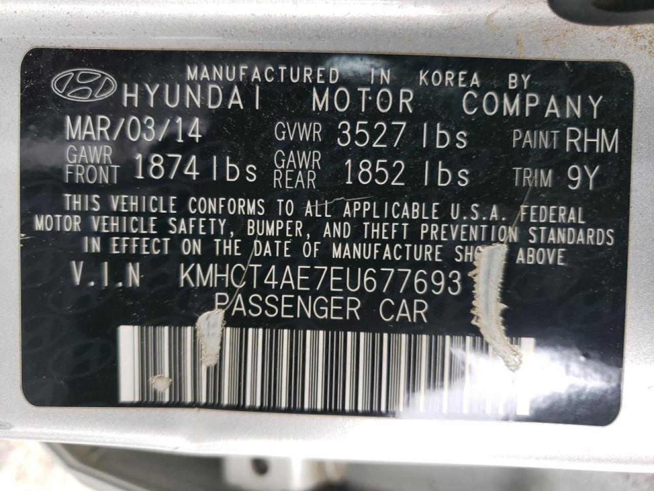 Photo 10 from auction – 2014 HYUNDAI ACCENT GLS with VIN KMHCT4AE7EU677693