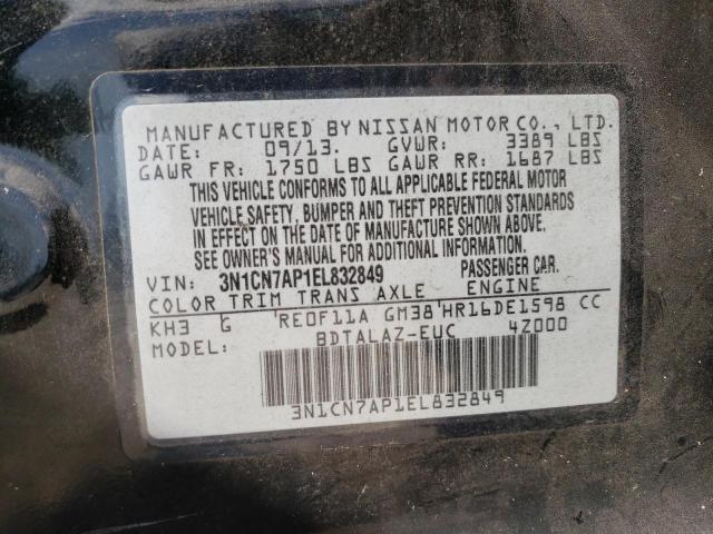 Photo 10 from auction – 2014 NISSAN VERSA S with VIN 3N1CN7AP1EL832849