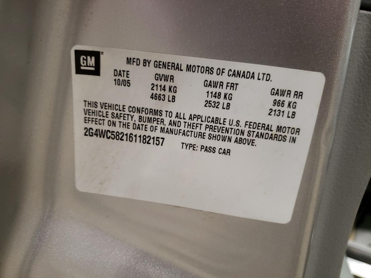 Photo 10 from auction – 2006 BUICK LACROSSE C with VIN 2G4WC582161182157