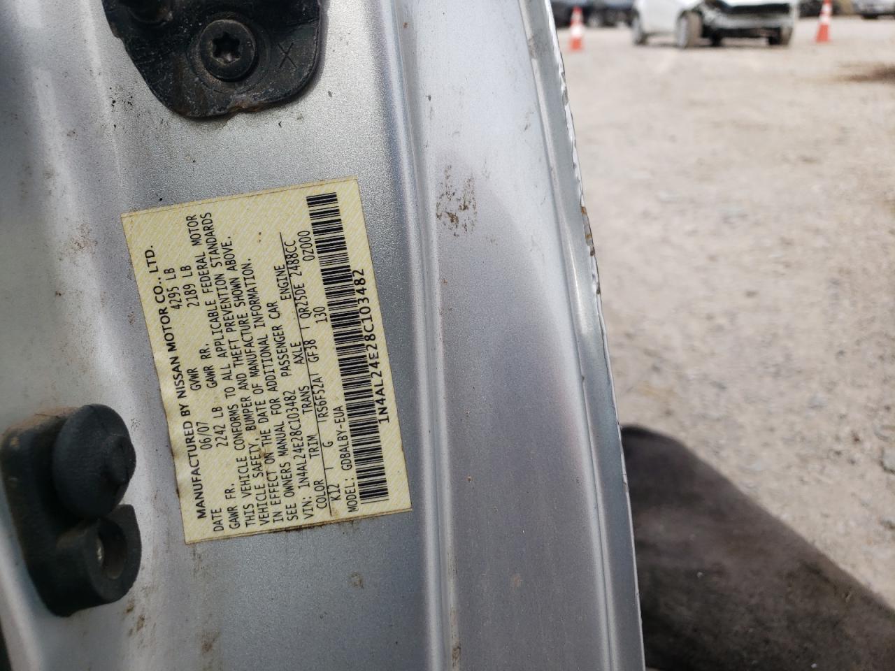 Photo 10 from auction – 2008 NISSAN ALTIMA 2.5 with VIN 1N4AL24E28C103482