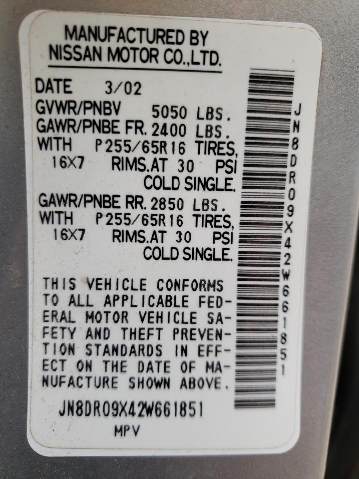 Photo 10 from auction – 2002 NISSAN PATHFINDER with VIN JN8DR09X42W661851