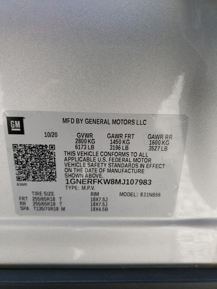 Photo 10 from auction – 2021 CHEVROLET TRAVERSE L with VIN 1GNERFKW8MJ107983