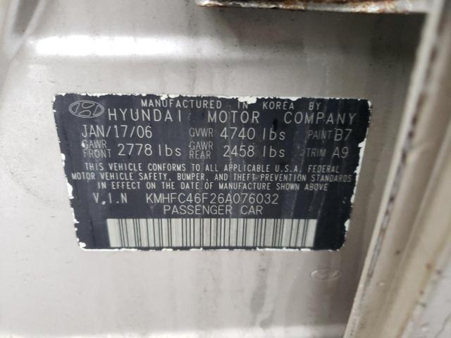 Photo 10 from auction – 2006 HYUNDAI AZERA SE with VIN KMHFC46F26A076032