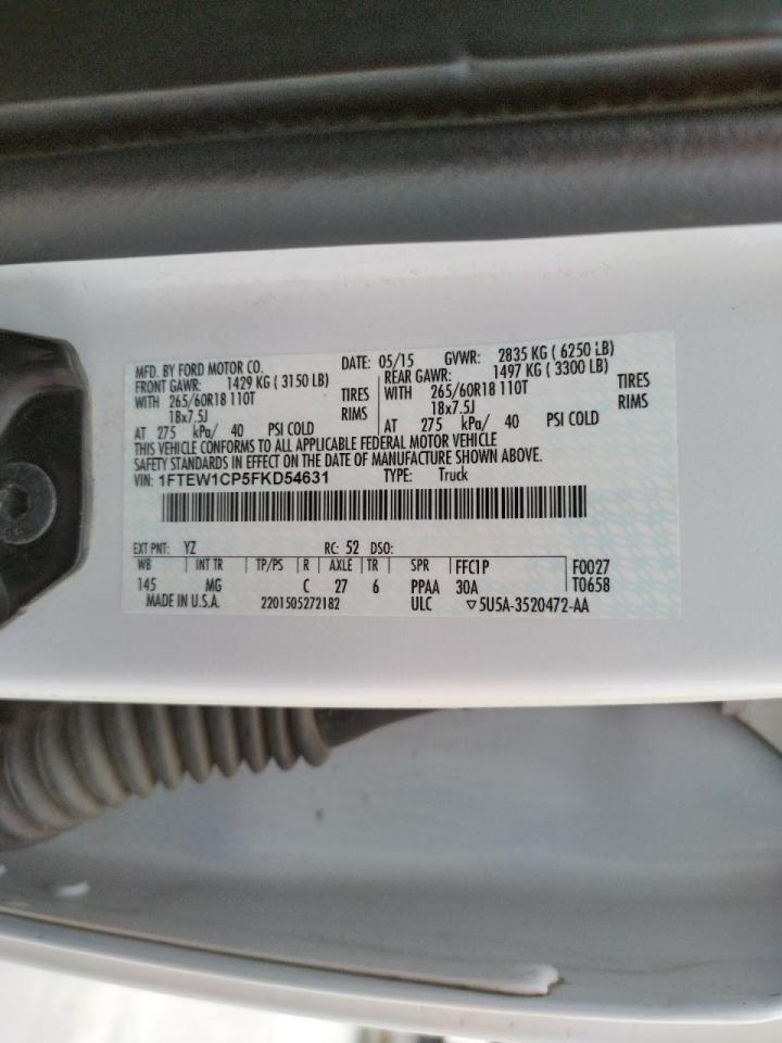Photo 10 from auction – 2015 FORD F150 SUPER with VIN 1FTEW1CP5FKD54631