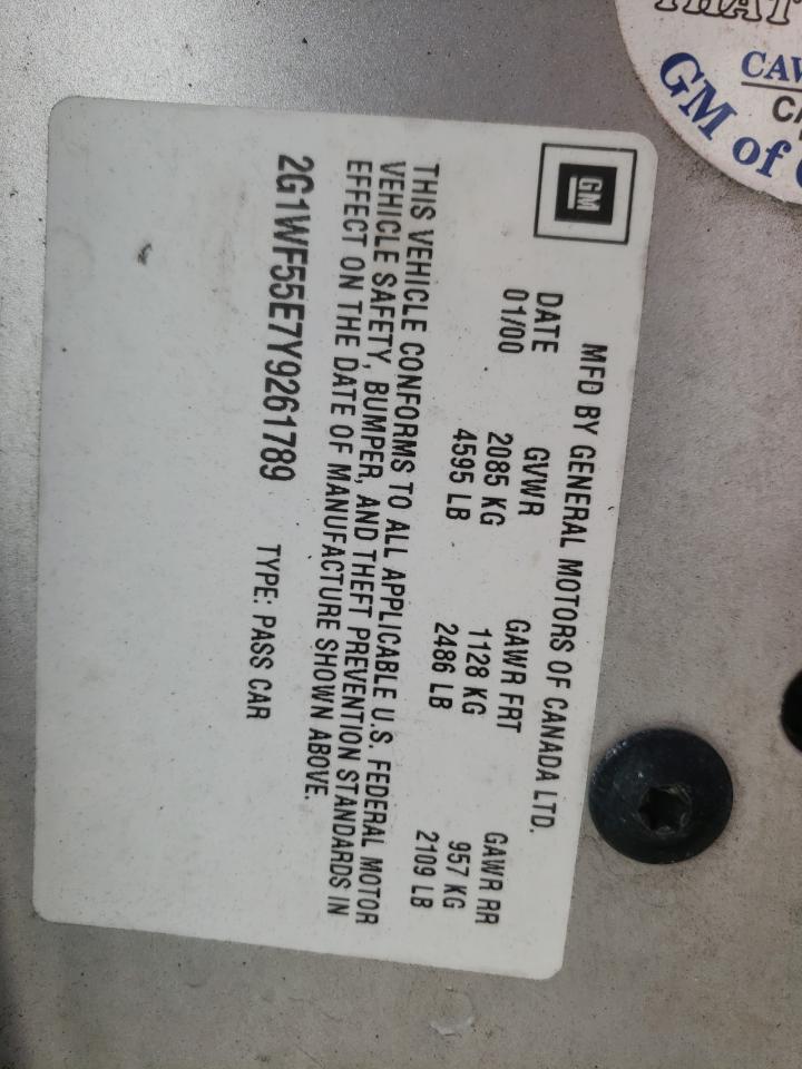 Photo 10 from auction – 2000 CHEVROLET IMPALA with VIN 2G1WF55E7Y9261789