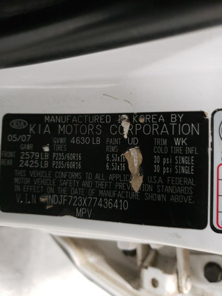 Photo 10 from auction – 2007 KIA SPORTAGE E with VIN KNDJF723X77436410