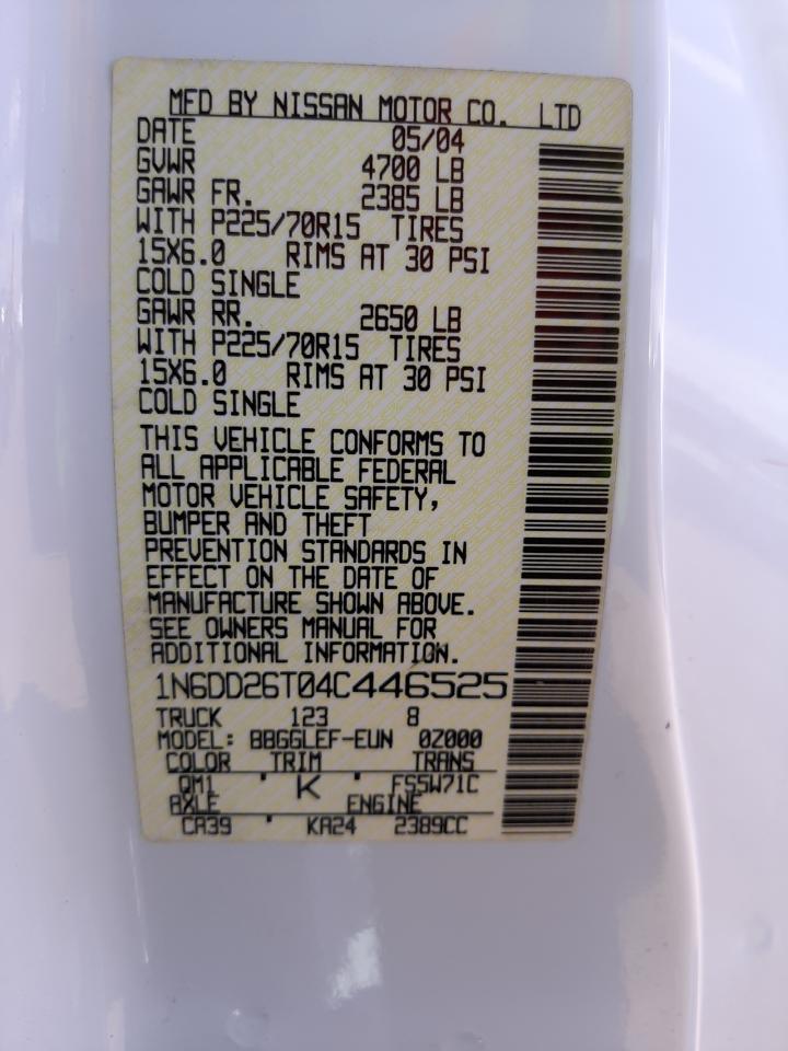 Photo 10 from auction – 2004 NISSAN FRONTIER K with VIN 1N6DD26T04C446525