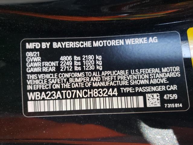 Foto 10 de la subasta – 2022 BMW 430I con VIN WBA23AT07NCH83244