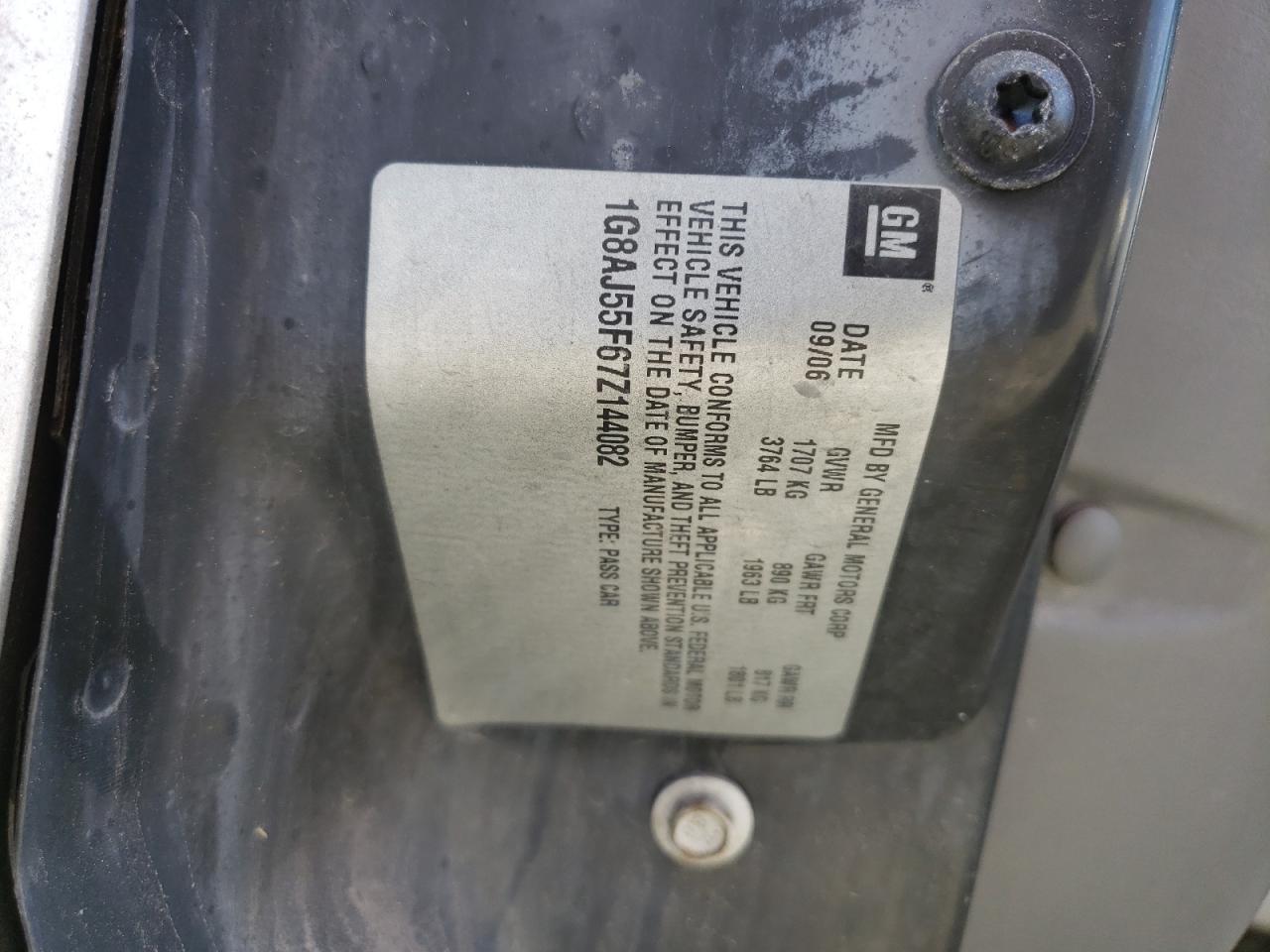 Photo 10 from auction – 2007 SATURN ION LEVEL with VIN 1G8AJ55F67Z144082