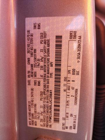 Photo 10 from auction – 2020 FORD ESCAPE TIT with VIN 1FMCU9J90LUC35641