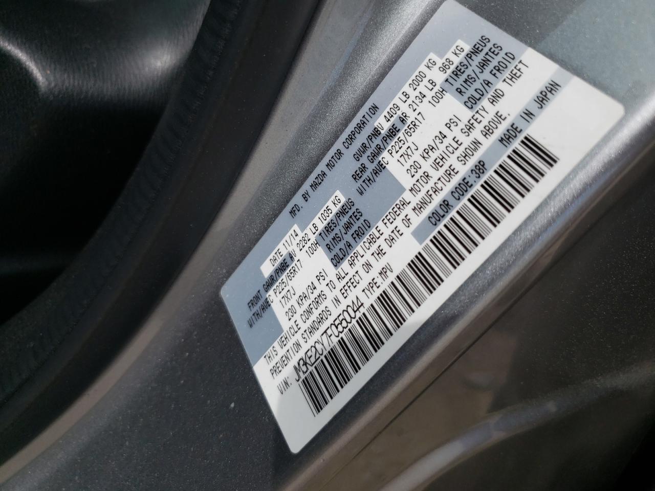 Photo 10 from auction – 2015 MAZDA CX-5 TOURI with VIN JM3KE2CY7F0550044