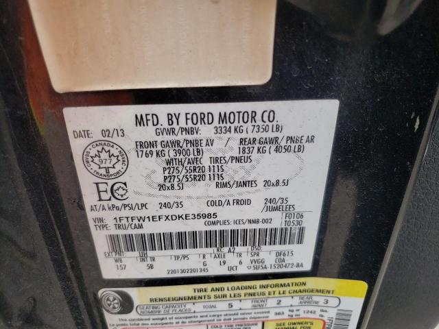 Photo 10 from auction – 2013 FORD F150 SUPER with VIN 1FTFW1EFXDKE35985