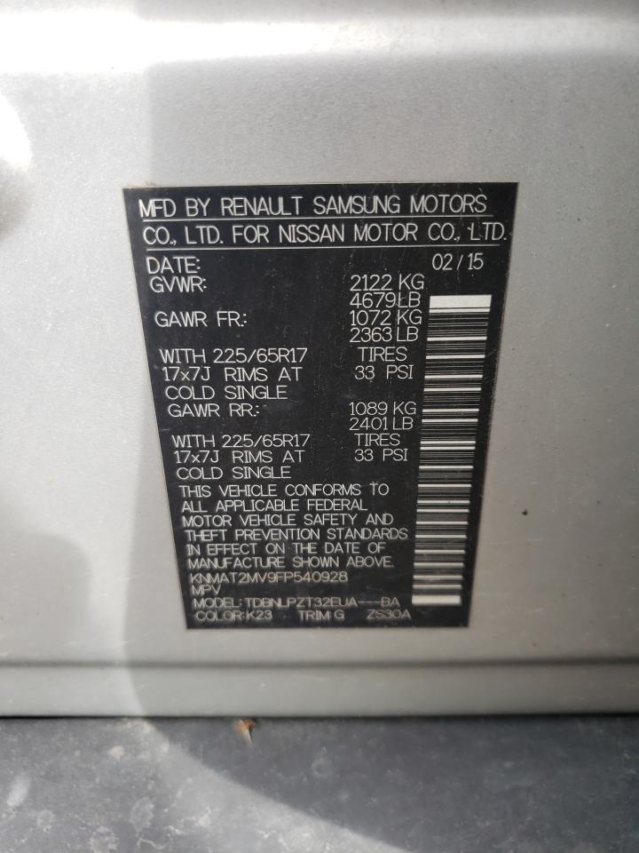 Photo 10 from auction – 2015 NISSAN ROGUE S with VIN KNMAT2MV9FP540928