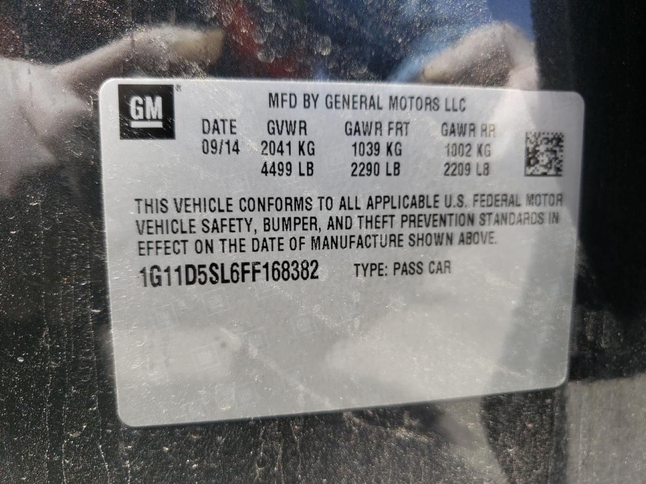 Photo 10 from auction – 2015 CHEVROLET MALIBU 2LT with VIN 1G11D5SL6FF168382