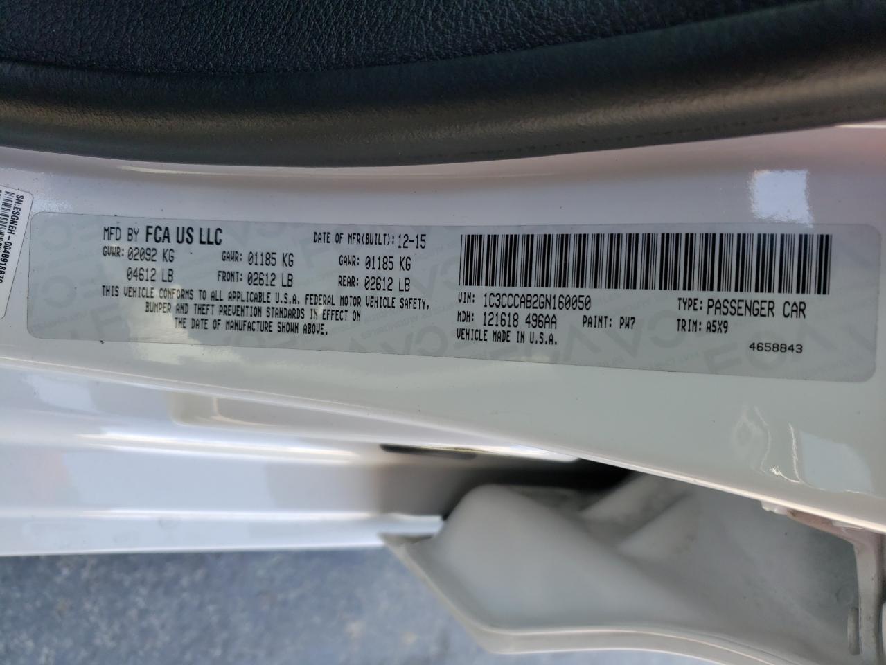 Photo 10 from auction – 2016 CHRYSLER 200 LIMITE with VIN 1C3CCCAB2GN160050