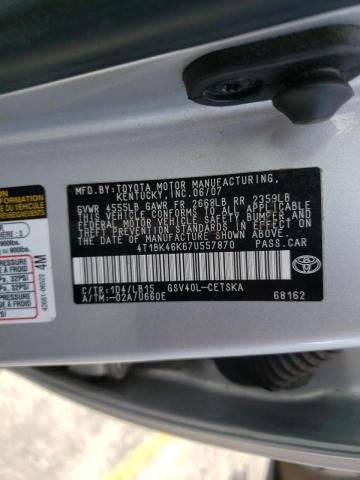 Photo 10 from auction – 2007 TOYOTA CAMRY with VIN 4T1BK46K67U557870