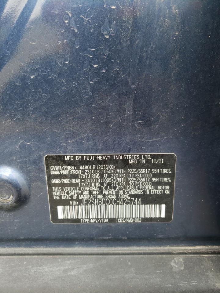 Photo 10 from auction – 2012 SUBARU FORESTER 2 with VIN JF2SHBDC0CH425744