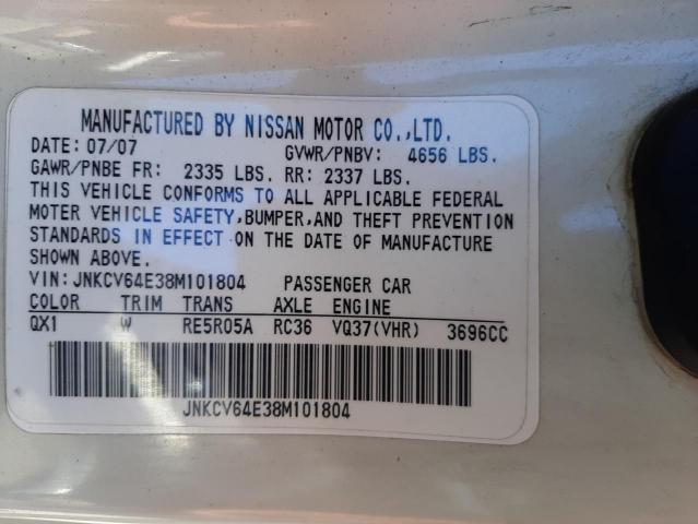 Photo 10 from auction – 2008 INFINITI G37 BASE with VIN JNKCV64E38M101804