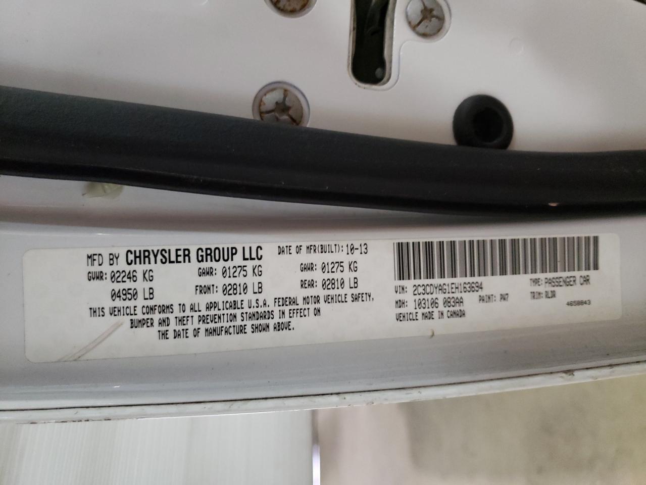Photo 10 from auction – 2014 DODGE CHALLENGER with VIN 2C3CDYAG1EH163694