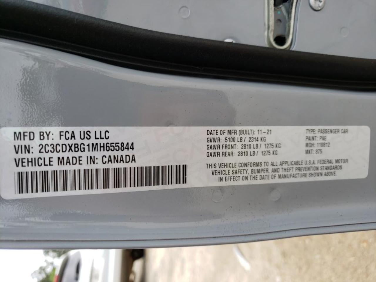 Photo 10 from auction – 2021 DODGE CHARGER SX with VIN 2C3CDXBG1MH655844