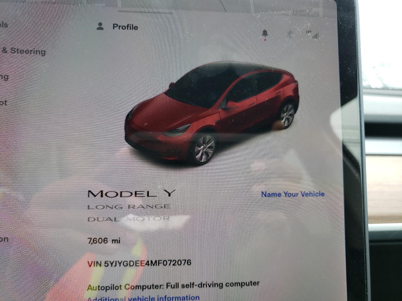 Photo 8 from auction – 2021 TESLA MODEL Y with VIN 5YJYGDEE4MF072076