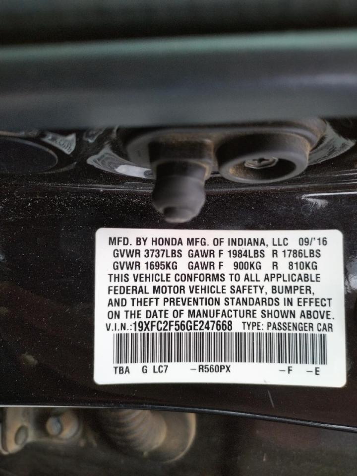 Photo 10 from auction – 2016 HONDA CIVIC LX with VIN 19XFC2F56GE247668