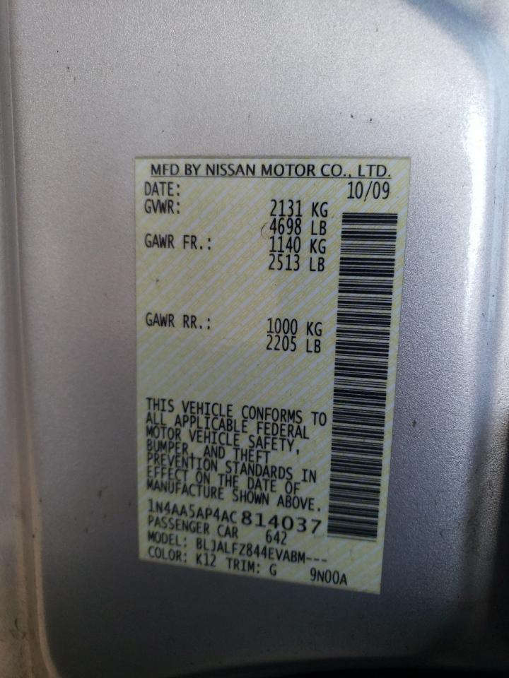 Photo 10 from auction – 2010 NISSAN MAXIMA S with VIN 1N4AA5AP4AC814037
