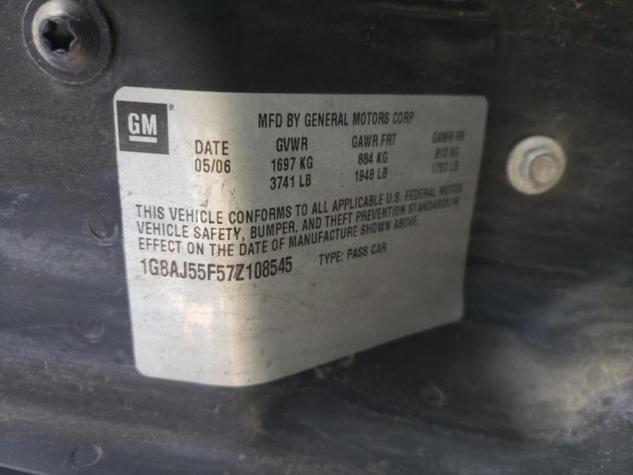 Photo 10 from auction – 2007 SATURN ION LEVEL with VIN 1G8AJ55F57Z108545