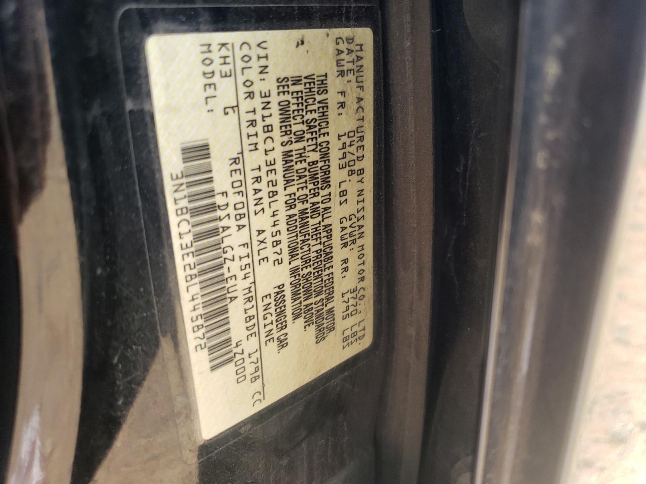 صورة رقم 10 من المزاد - 2008 NISSAN VERSA S مع VIN 3N1BC13E28L445872