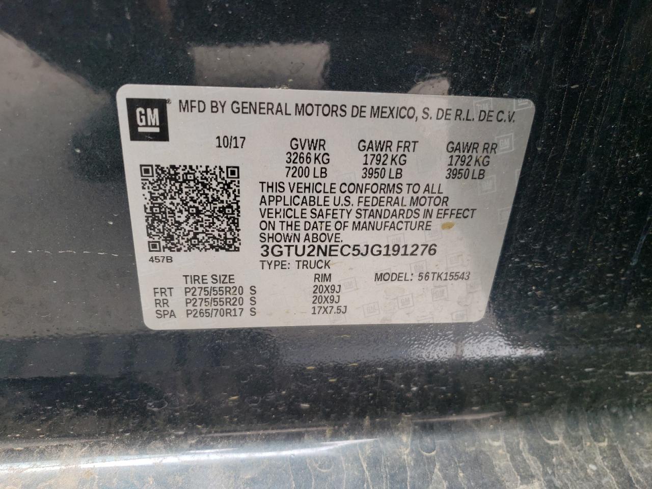 Photo 10 from auction – 2018 GMC SIERRA K15 with VIN 3GTU2NEC5JG191276