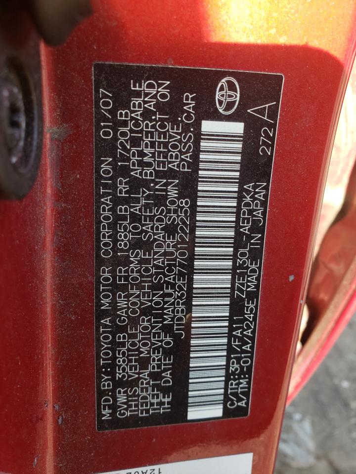 Фото 10 с аукциона – 2007 TOYOTA COROLLA CE с VIN JTDBR32E770122258