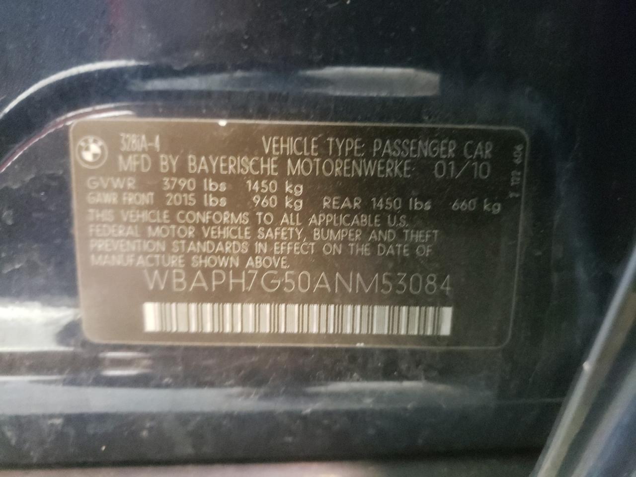 Photo 10 from auction – 2010 BMW 328 I with VIN WBAPH7G50ANM53084
