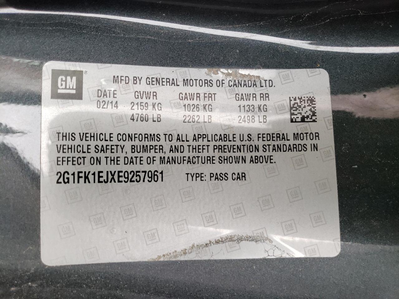 Photo 10 from auction – 2014 CHEVROLET CAMARO 2SS with VIN 2G1FK1EJXE9257961