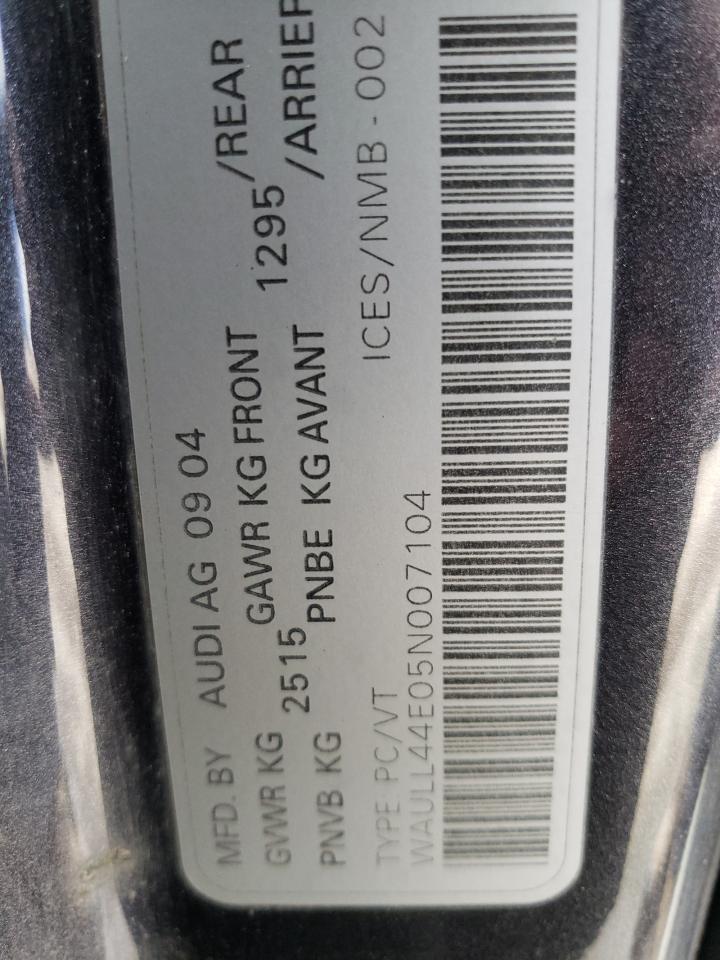 Photo 10 from auction – 2005 AUDI A8 4.2 QUA with VIN WAULL44E05N007104