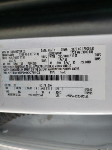 Photo 10 from auction – 2017 FORD F150 SUPER with VIN 1FTEW1EF0HKC75102