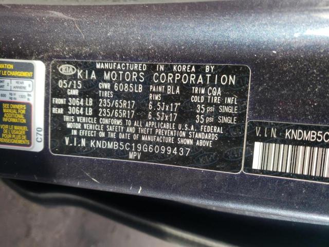 Photo 10 from auction – 2016 KIA SEDONA LX with VIN KNDMB5C19G6099437