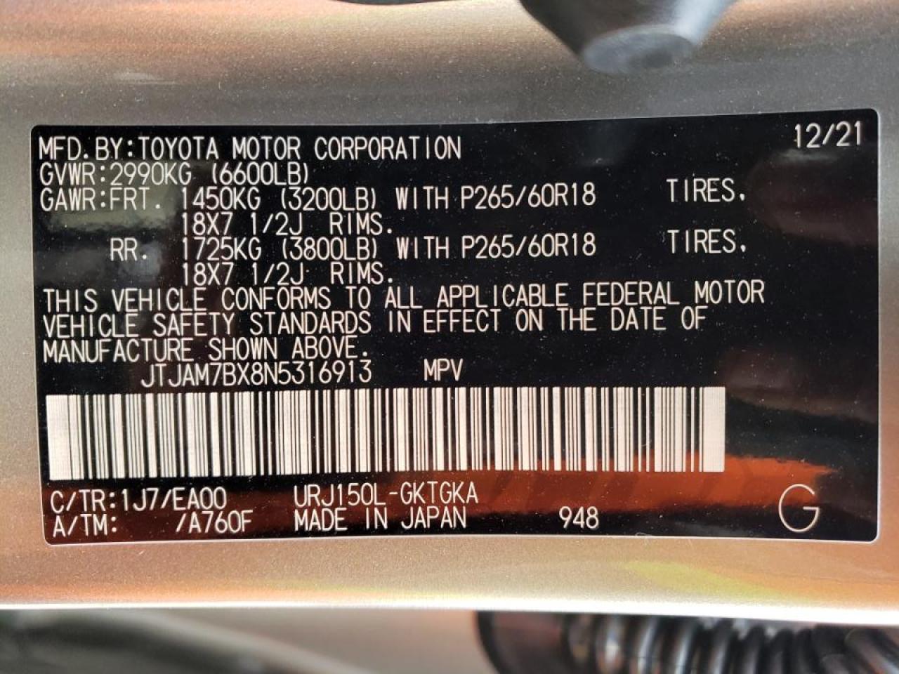 Photo 10 from auction – 2022 LEXUS GX 460 with VIN JTJAM7BX8N5316913