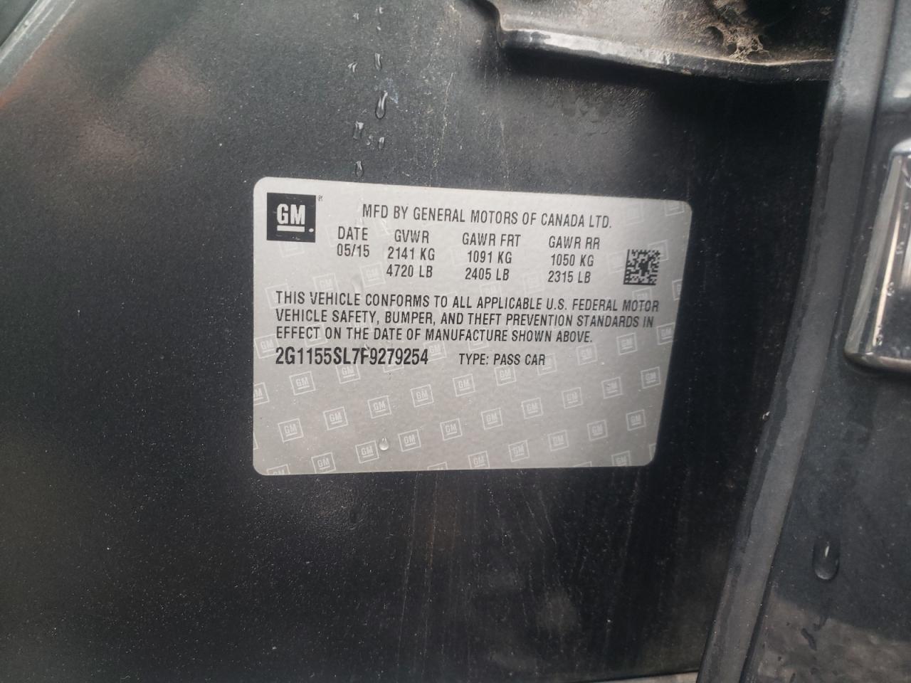 Photo 10 from auction – 2015 CHEVROLET IMPALA LTZ with VIN 2G1155SL7F9279254