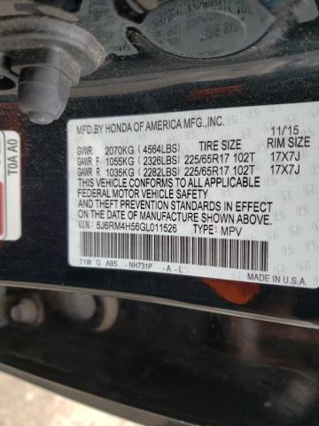 Photo 10 from auction – 2016 HONDA CR-V EX with VIN 5J6RM4H56GL011526