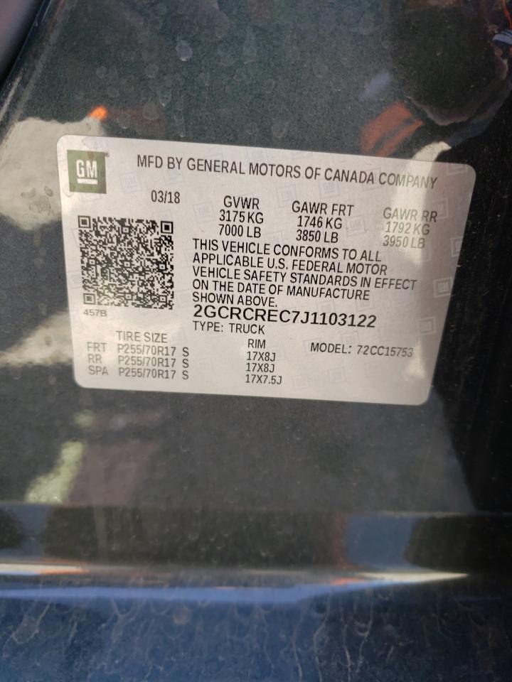 Photo 10 from auction – 2018 CHEVROLET SILVERADO with VIN 2GCRCREC7J1103122
