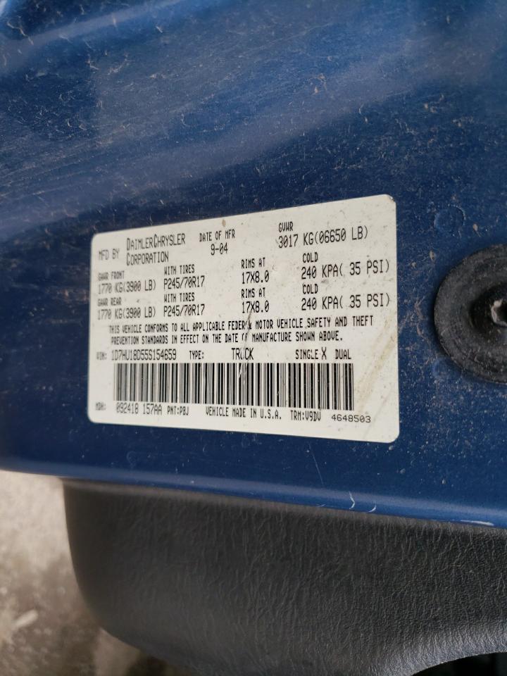 Photo 10 from auction – 2005 DODGE RAM 1500 S with VIN 1D7HU18D55S154659