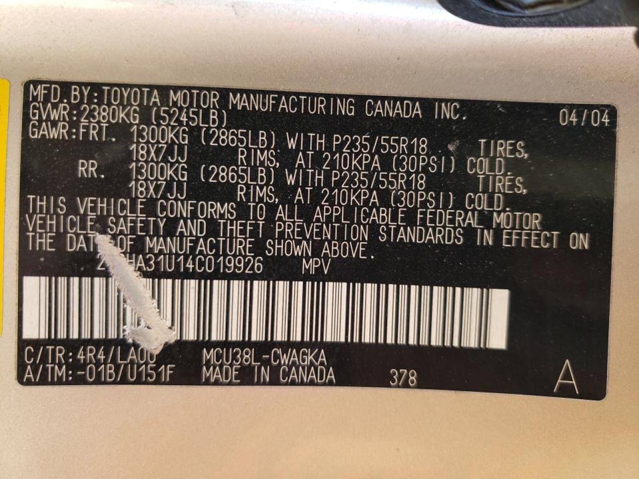 Photo 10 from auction – 2004 LEXUS RX 330 with VIN 2T2HA31U14C019926