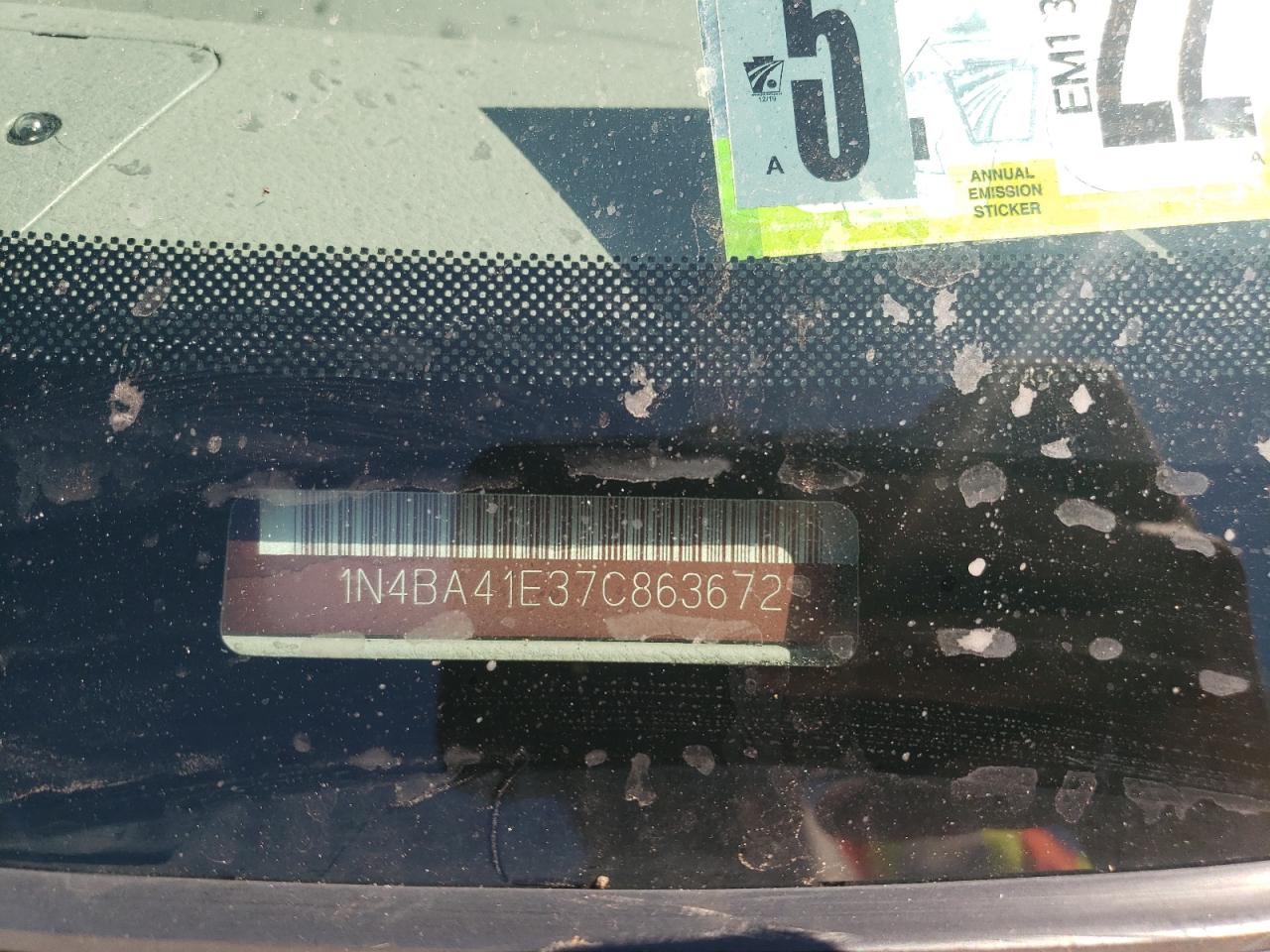 Photo 10 from auction – 2007 NISSAN MAXIMA with VIN 1N4BA41E37C863672