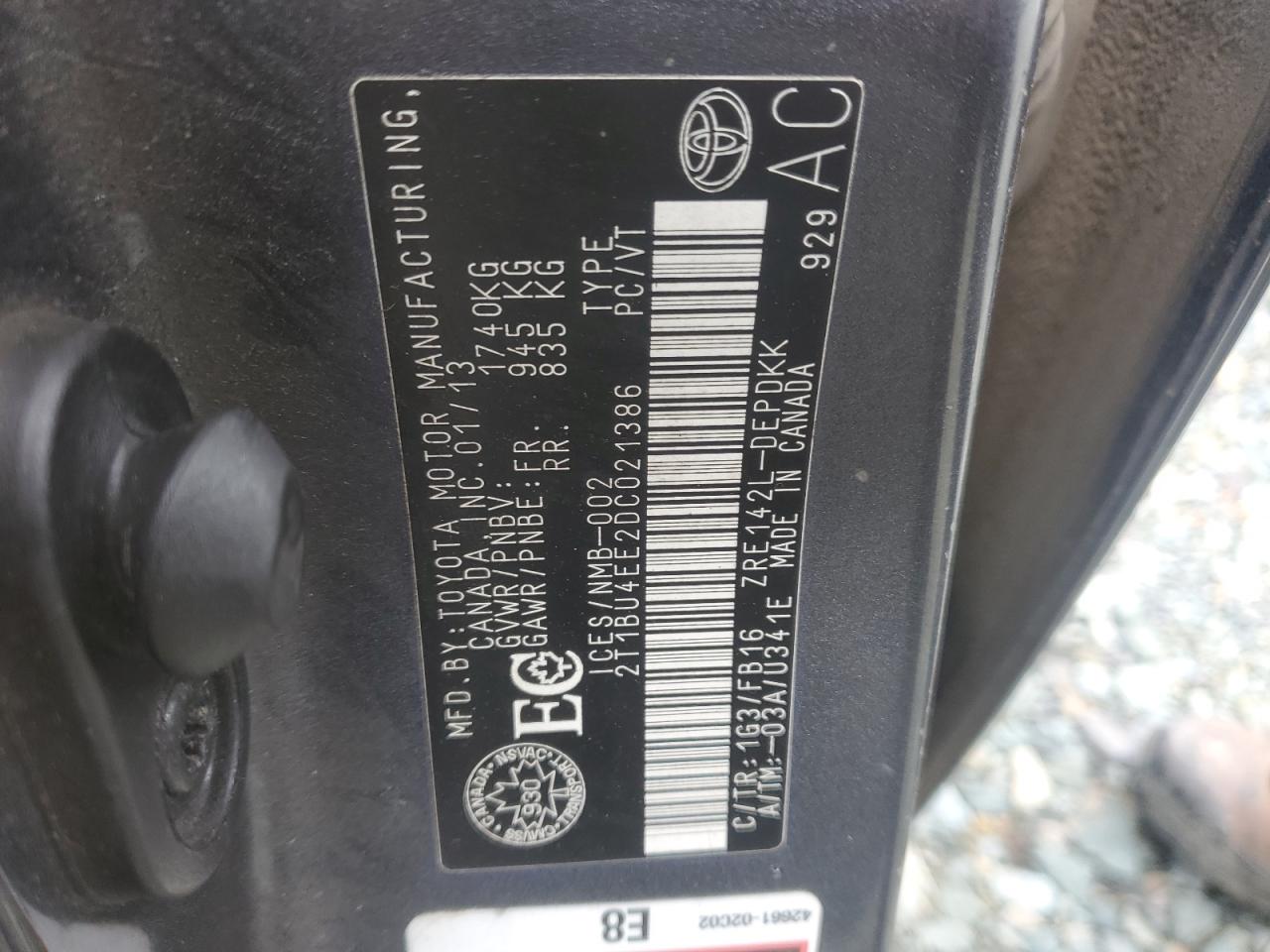 Photo 10 from auction – 2013 TOYOTA COROLLA BA with VIN 2T1BU4EE2DC021386