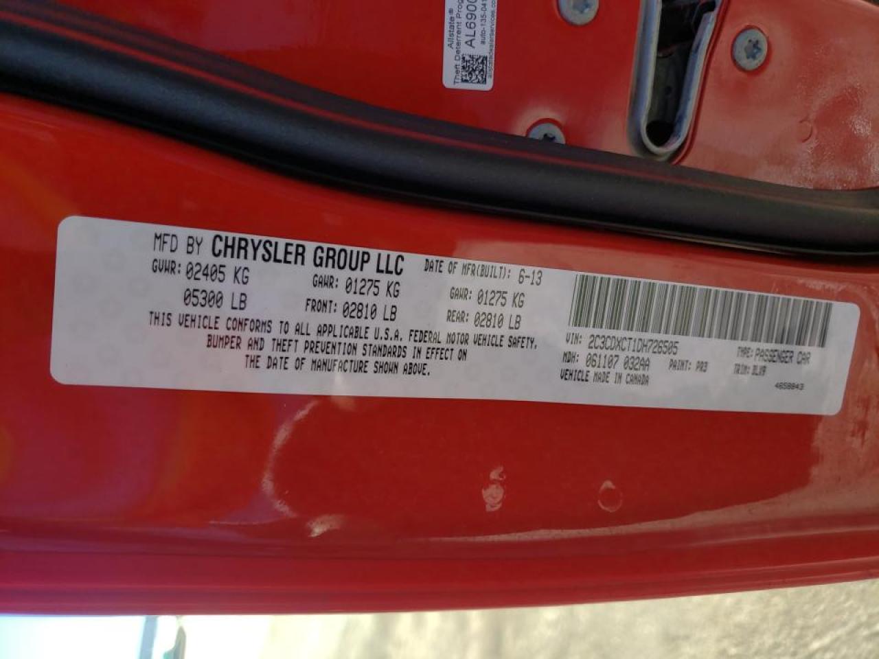 Photo 10 from auction – 2013 DODGE CHARGER R/ with VIN 2C3CDXCT1DH726505
