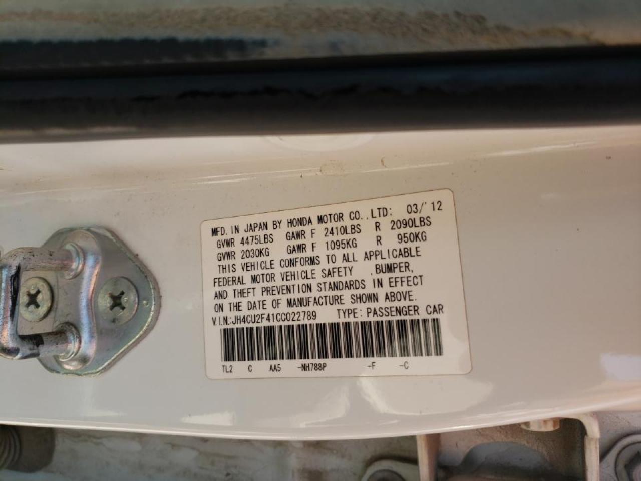 Photo 10 from auction – 2012 ACURA TSX with VIN JH4CU2F41CC022789