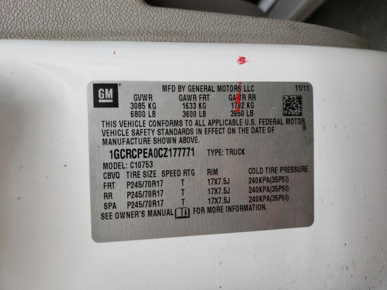 Photo 10 from auction – 2012 CHEVROLET SILVERADO with VIN 1GCRCPEA0CZ177771
