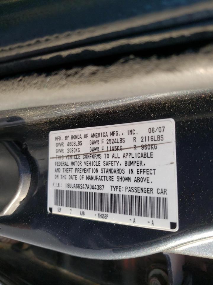Photo 10 from auction – 2007 ACURA TL with VIN 19UUA66247A044387