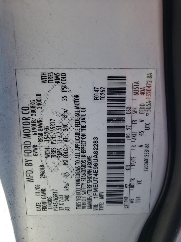 Photo 10 from auction – 2006 FORD EXPLORER E with VIN 1FMEU74E96UA82283